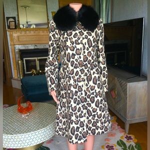Gorgeous Italian Les Copains Wool Mink/Fox Fur Leopard Coat 48 (12)